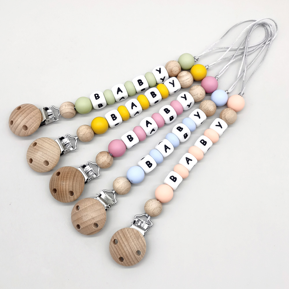 Baby Products Toys - Özel İsimli Emzik Zinciri Silikon Boncuklu