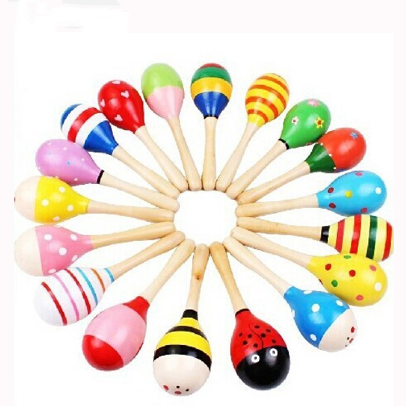 Baby Products Game - 2 adet Renkli Ahşap Küçük Çıngıraklar